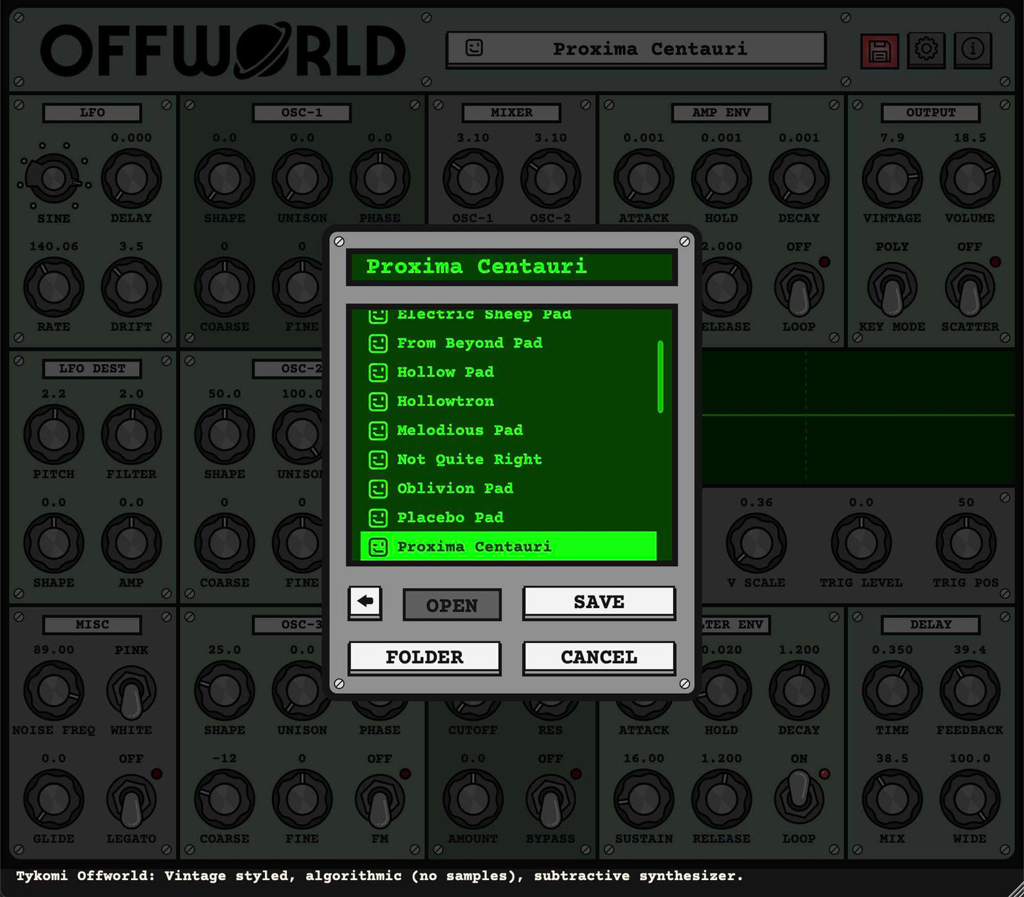 Offworld Synthesizer Audio Plug-in v2.1